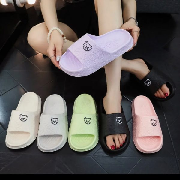 Women's Bear Embossed Soft Slides