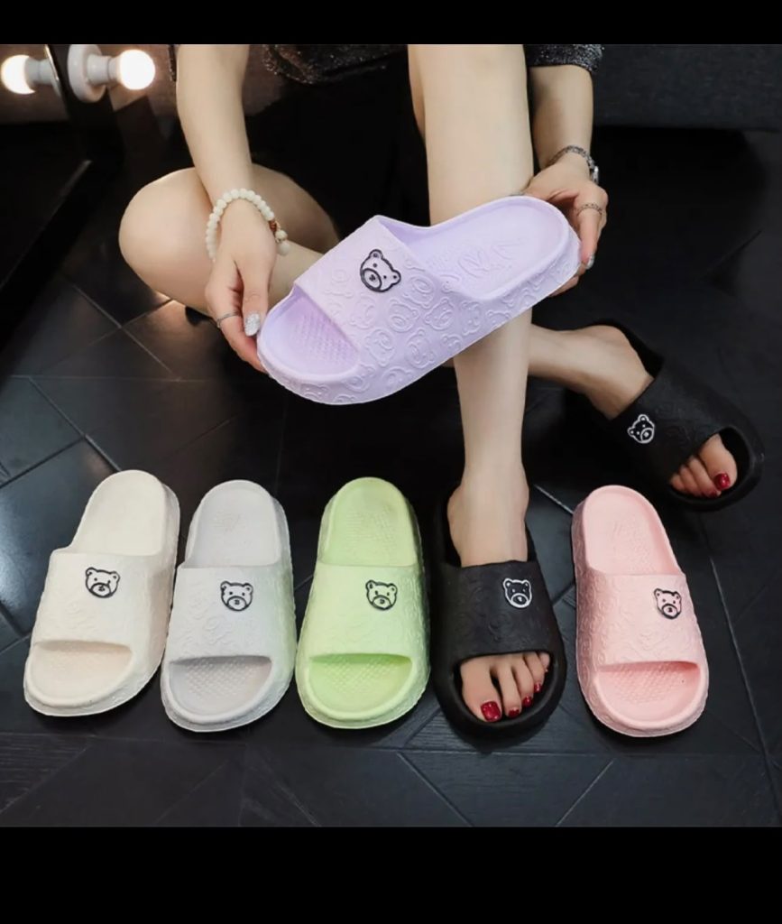 Women's Bear Embossed Soft Slides